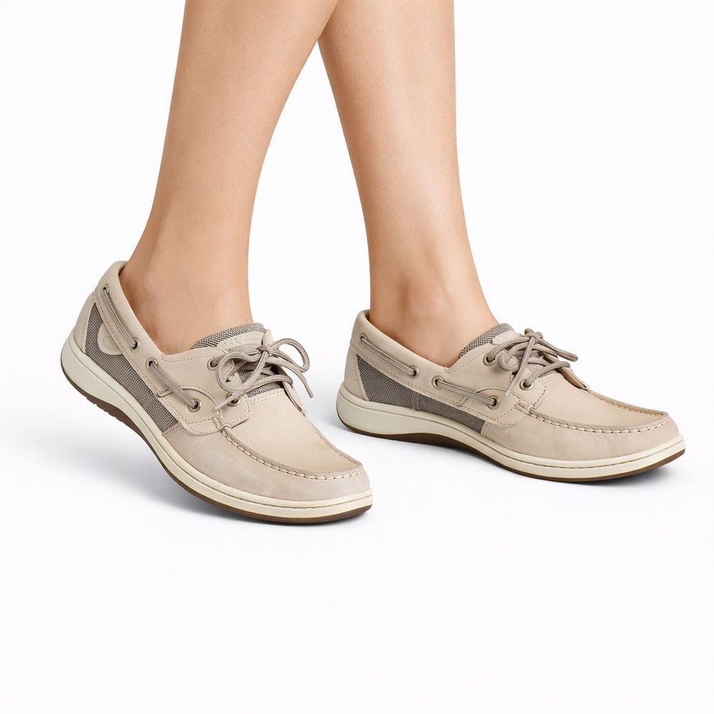 Casual Beige Grey Women's Boat Shoes 7
